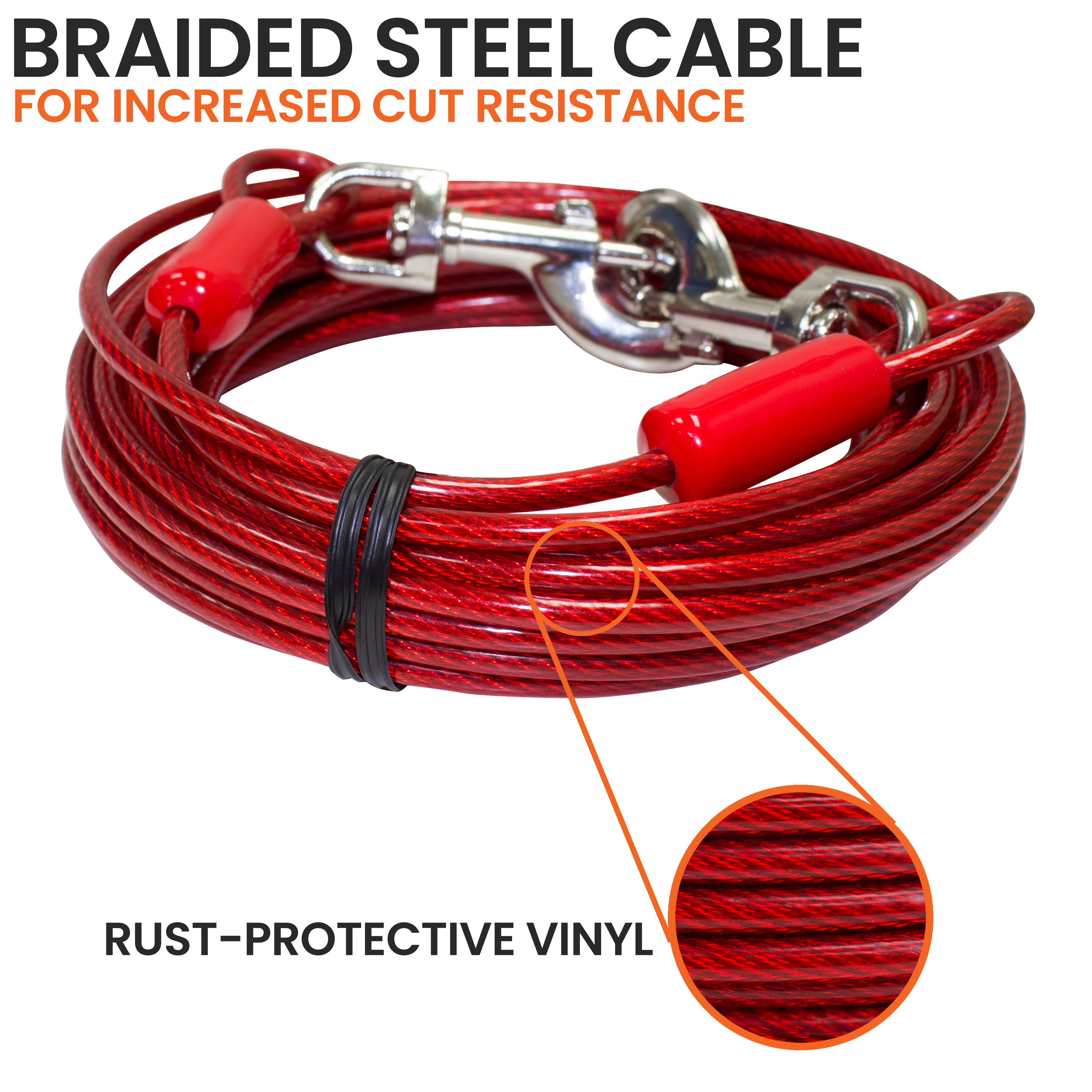 Rust Protective Vinyl around Braided Cable with Added Cut Resistance